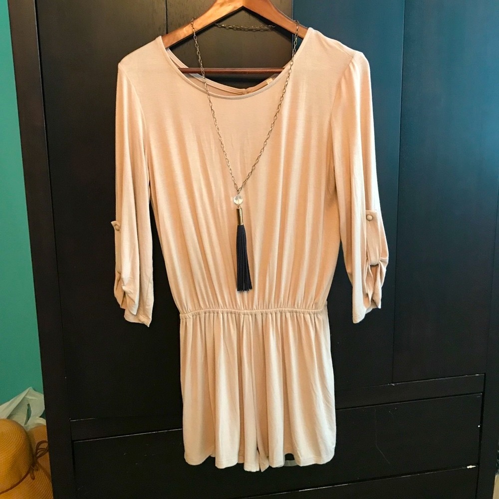 Boutique My Story 3/4 sleeve romper with open back. Like new
